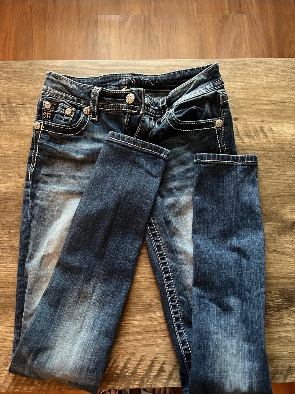 Miss Me Women's Skinny Jeans - Faded Dark Blue Wash